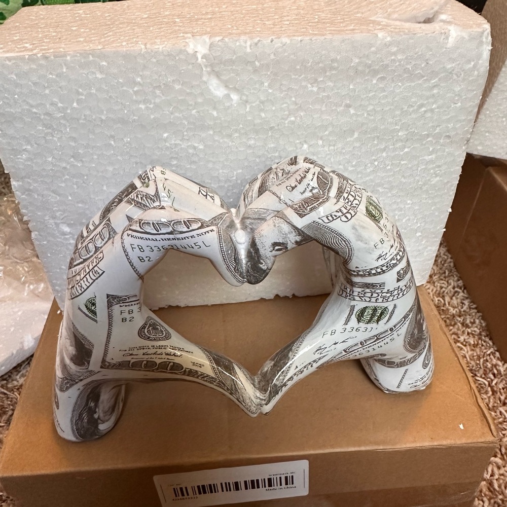 Heart-Shaped Money Print Sculpture- New